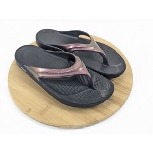 Oofos Womens 10 Oolala Sandals‎ Recovery Thong Slides Metallic Purple Slip On